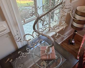Wire Tree Sculpture with Natural Stone Base