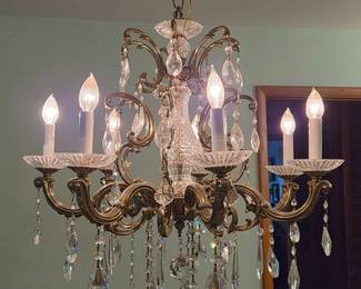 62 CrystalCeilingChandelierOrnateBrassCutGlass