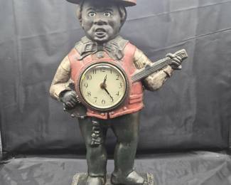 88 CastIronBanjoPlayerNoveltyClock