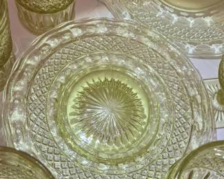 49 YellowGlowVaselineGlassDinnerwareSet