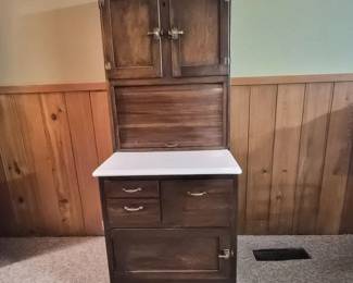 42 VintageAntiqueHoosierCabinetwithPorcelainEnamelTop