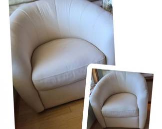 65 PairofCreamLeatherSwivelChairs