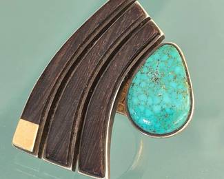 73 UniqueModernistTurquoise925SterlingSilverRing