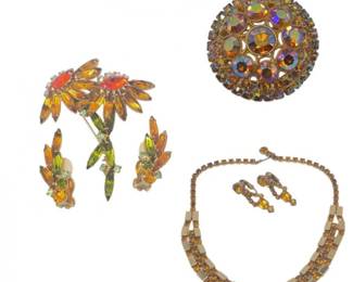 53 VintageRhinestoneNecklaceEarringsBroochLot