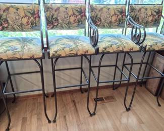 55 FourBotanicalFabricMetalBistroStools