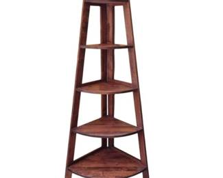 125 FiveTierWoodenCornerLadderShelf