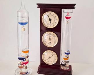 92 ClassicMahoganyWeatherStationGalileoThermometers