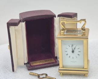 251 TaylorBlighMiniBrassCrystalCarriageClock