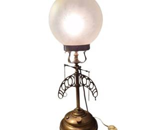 135 AntiqueBrassCopperLampwithFrostedGlobeShade
