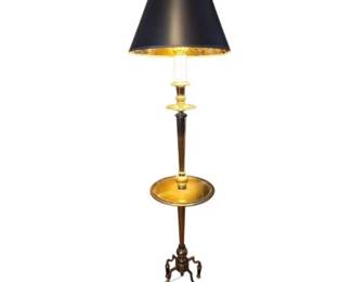 38 HolzheimerFootedBrassFloorLampwithTableHollywoodRegency