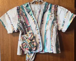 51 1980sTerryToniHandPaintedLeatherJacketBeltPurse