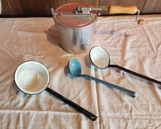 Popcorn Popper and Enamel Ladels