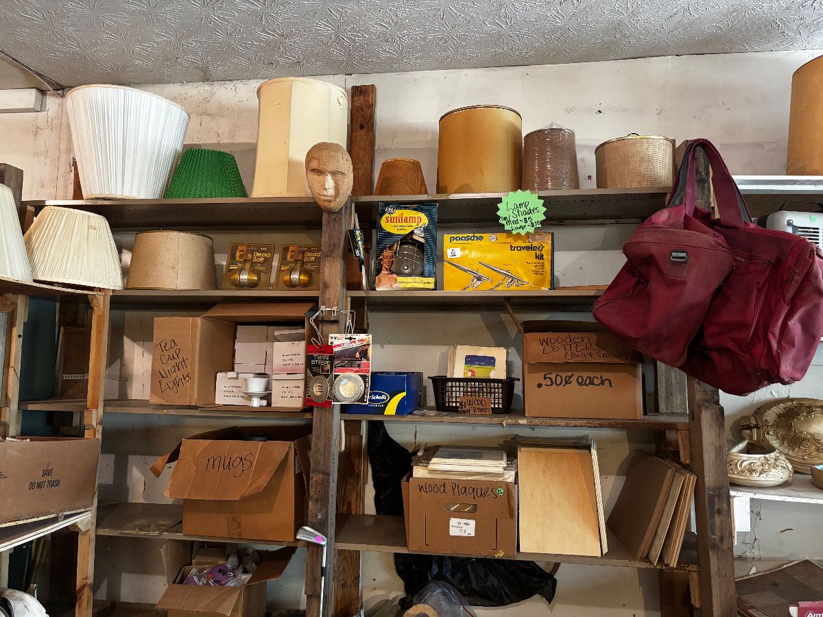 Vintage lampshades, craft supplies & miscellaneous collectibles