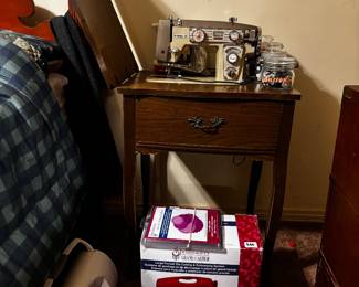 Vintage sewing machine in table