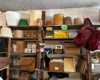 Vintage lampshades, craft supplies & miscellaneous collectibles