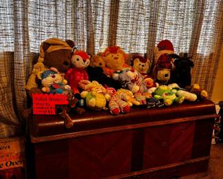Stuffed animals, Vintage Hope chest