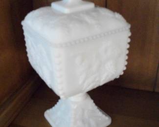 Grape Milk Glass Candy Dish