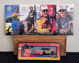 JEFF GORDON Signed & Framed NASCAR Photo With COA! * Four 7” Racing Sports Cards