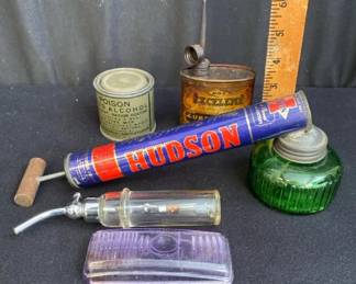 Variety of Vintage Collectible Dispensers * Hudson Bug Sprayer * DeVilbiss Atomizer