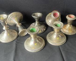 7 Weighted Sterling Silver Candle Holders * Gorham And Others