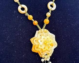 Magnificent Vintage? Adjustable Necklace * Unique Semi Precious Gemstone Flower