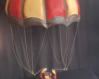 Vintage Large Allan Agohob Clown Parachute Paratrooper 18” Diameter w/ 7” Figurine