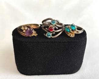 925 Sterling Silver Handmade Ring 6.16g * Amethyst Ring * 18K Gold Plated Glass Ring