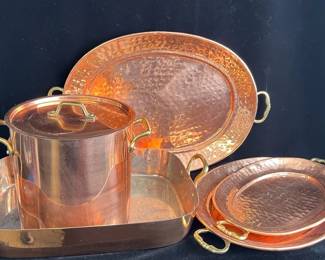 Set of Copper Clad Service Pieces & Pot