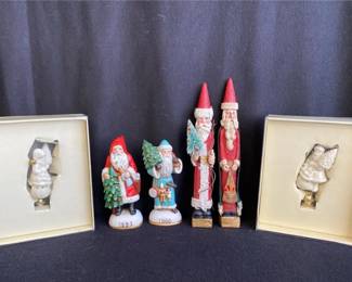 Lot of 4 Santa Figurines & 2 Lamp Filials * Lenox Memories of Santa 1893 & 1900