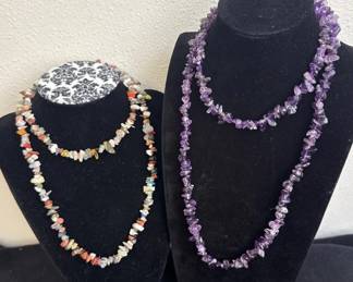 2~ Amethyst & Other Semi Precious Gemstone Necklaces * Approximately 31” & 34”