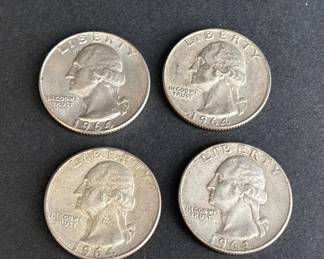 4 1964 D Silver U.S Quarters