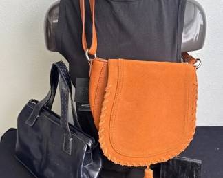 NEW FOSSIL Handbag, INC Cognac Tassel Purse & Eel Skin Leather Black Wallet