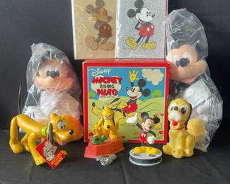 Fun Disney Mickey & Pluto Toys * Plush, Figurines, Wind-Up, Pin & Cards