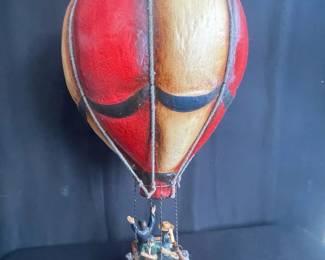 Vintage Large Allan Agohob Hot Air Balloon 12” Diameter w/ 6” Figurine