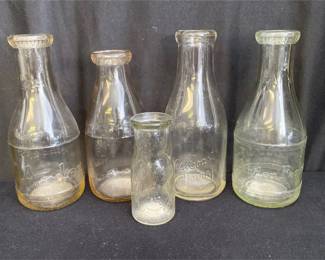 5 Clear Glass Milk Jugs * Arden Farms * West Coast Dairy
