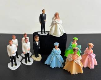 Vintage Plastic Wedding Party Cake Toppers