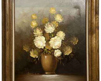 Signed Robert Cox Floral Still Life Oil on Canvas