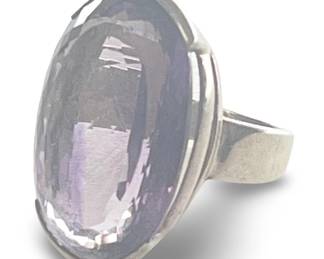 Massive Vintage Sterling Silver Amethyst Ring