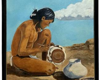 Signed Connie B. Craig Native Oil on Canvas