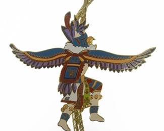 Southwest Style Gold Tone Eagle Dancer Bolo Tie