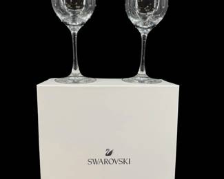 Pair of Swarovski Crystal Wine Glasses
