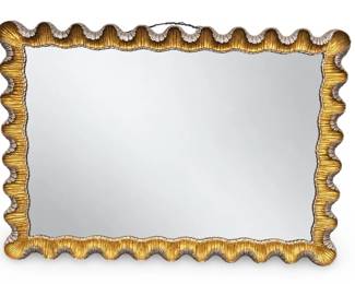Vintage Italian Scalloped Giltwood Wall Mirror