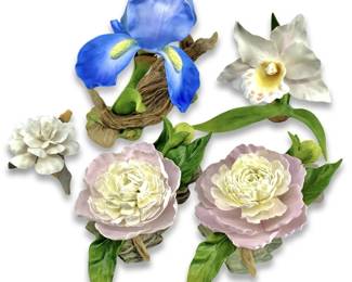 5pc Boehm Bone Porcelain Flower Set