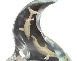 Wyland Dolphin Light Ltd Ed Lucite Sculpture