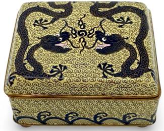Vintage Chinese Dragon Cloisonné Dresser Box