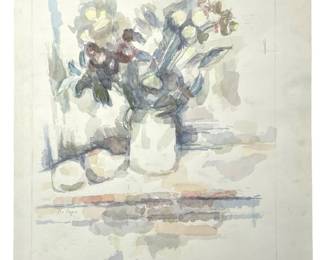 Signed Iso Papo Floral Watercolor Painting