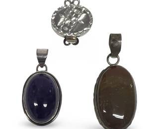 (3pc) Sterling Silver Cabochon Amethyst Agate