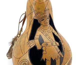 Signed Judy Moody Native American Konin Gourd Art