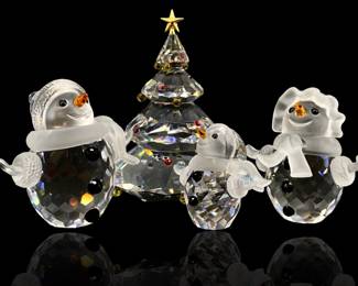 Swarovski Crystal Christmas Tree/Snowmen Figures