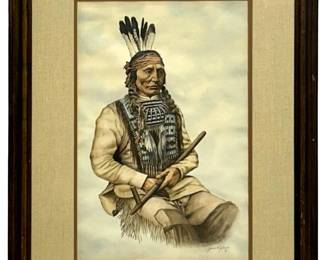 Signed James M. Johnson Native Mixed Media